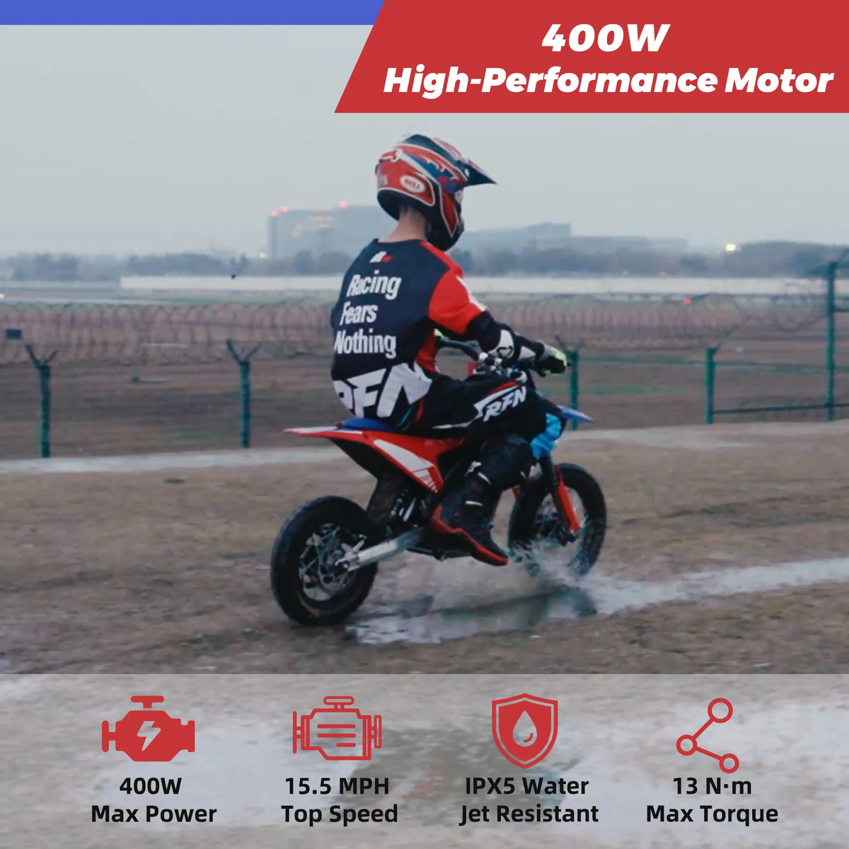 RFN Warrior Kids Electric Dirt Bike | Kids Electric Off-Road Motorcycle | Speed Ride |Multi-Speed,Outdoor Ride for Age 3-8