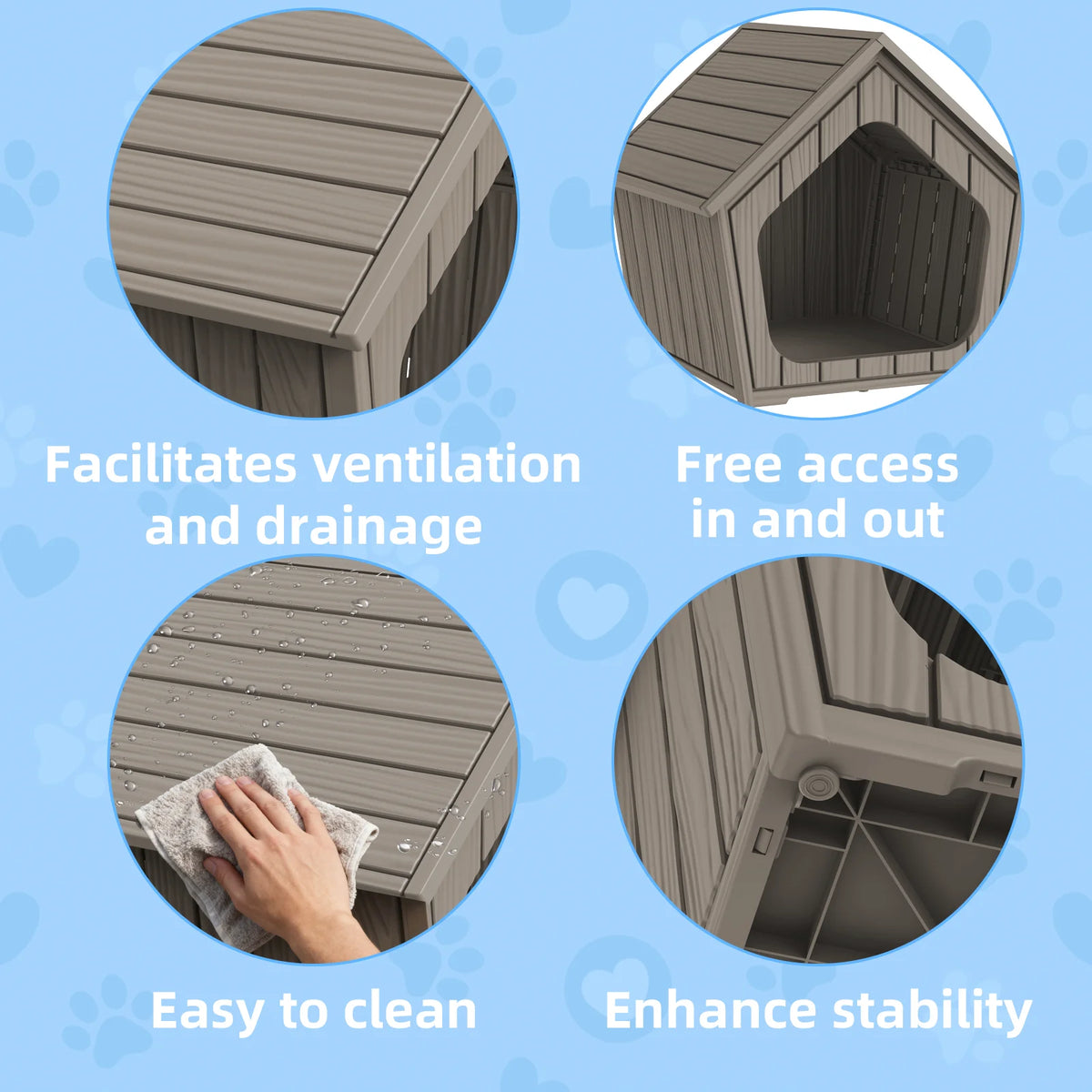 Waterproof Plastic Gable Roof Outdoor Pet House And Kennel