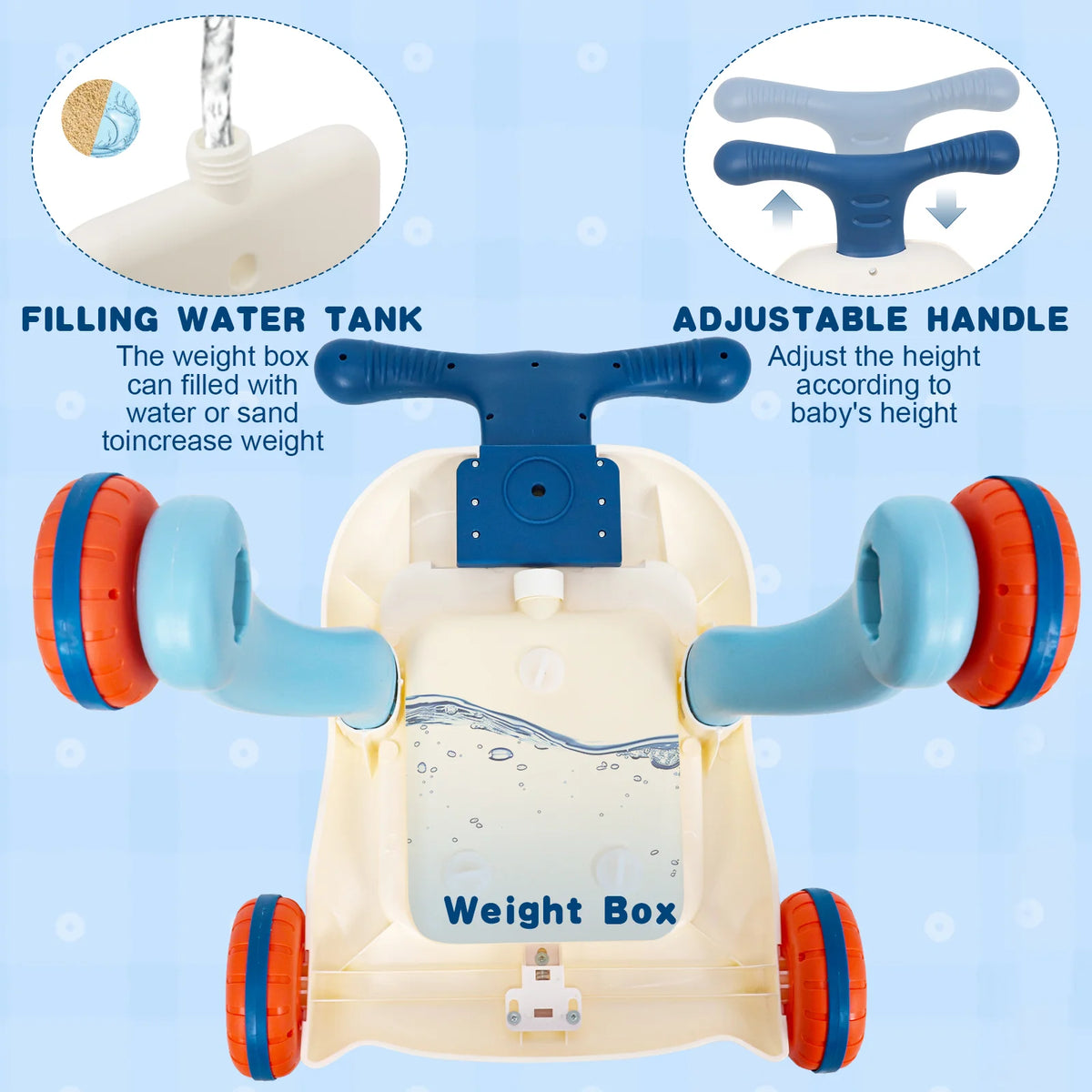 3-in-1 Multifunctional Toddler Walker, Interactive Push Toy for Early Learning, Adjustable Speed Anti-Slip Wheels, Musical Educational Activity Center