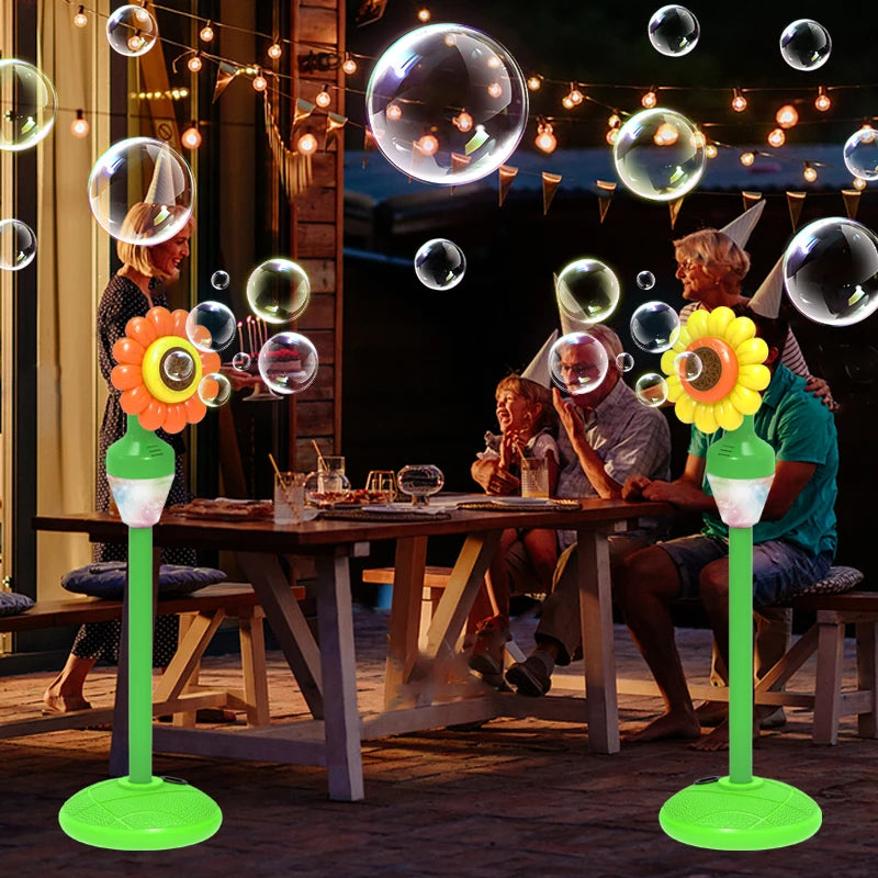 Electric Street Lamp Soap Bubble Machine Maker Automatic Sunflower Bubble Gun Outdoor Games for for Wedding Birthday Party Toys