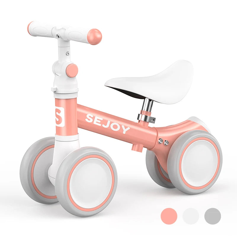 SEJOY Baby Balance Bike Ride Toy for Children,Pedal-free 4-Wheels Baby Toddler for 1-3 Year Lightweight Ride-on Walker for Boys Girls Birthday Gift