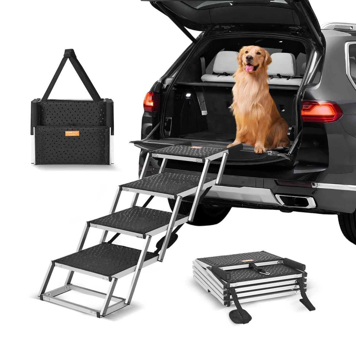 SucceBuy Lightweight Aluminum Dog Car Stair For Vehicles