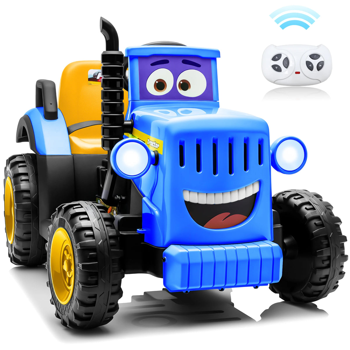 12 Volt Ride on Toys, Cute Ride On Tractor for Toddlers, Power Car Wheels with LED Lights, Music, Horn, Safety Belt