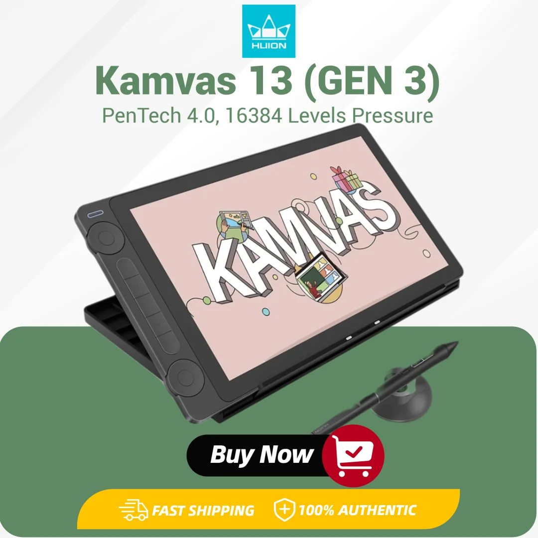 Huion Tablet Kamvas 13 (Gen 3) Graphics Tablets Monitor 16K Levels Pressure 13.3 Inch Screen Drawing Display PenTech 4.0 Stylus