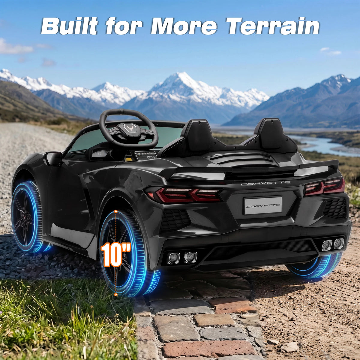24V Ride on Licensed Chevrolet Corvette C8 Ride on Car Toys W/800W Motor, 2 Seater, Remote Control, 4 Wheels Shock Absorption, Soft Start, Led Light, 24Volt Electric Power Ride on for Big Kids