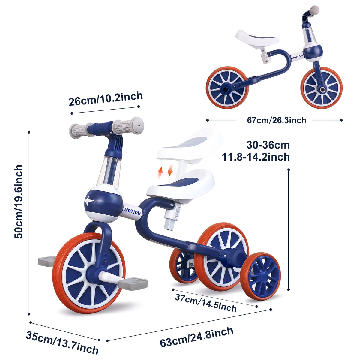 2 in 1 Convertible Toddler Tricycle, Kids Balance Bike with Pedals, Anti Rollover 3 Wheel Ride On Toy for 1-4 Year Old Boys Girls