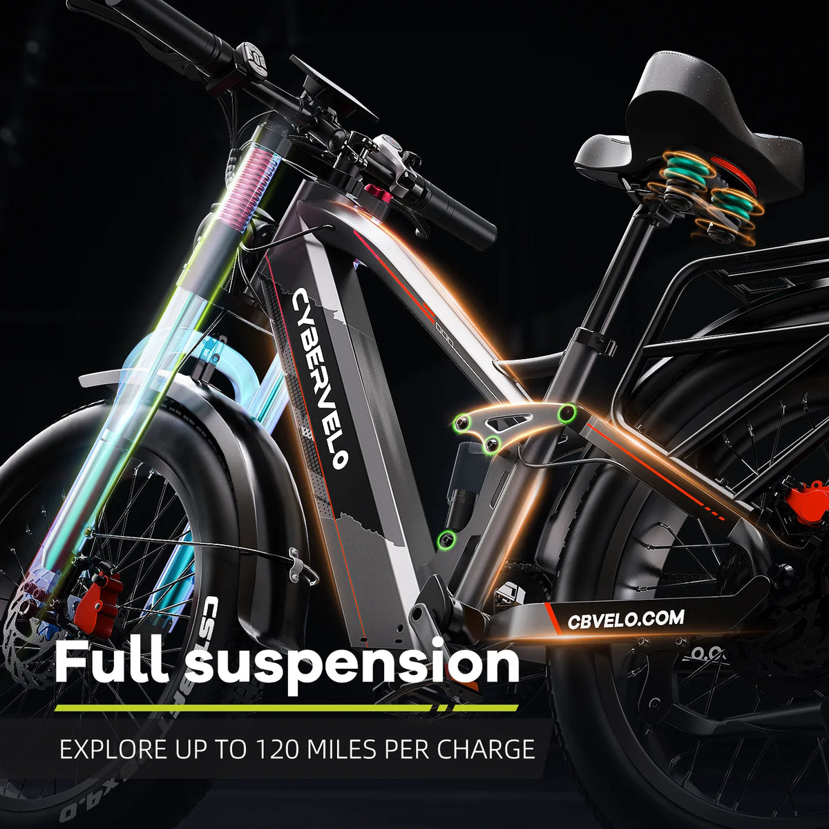 Cybervelo Electric Bike With Fat Tires And Long Range Battery