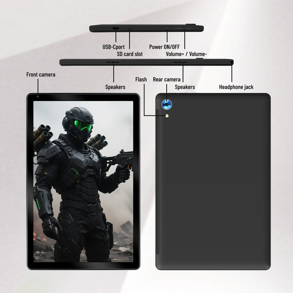 New C107 10.1 Inch IPS Tablet PC Android 15 Octa‑Core Processor 24(4+20)GB Expanded RAM 128GB Storage 1280*800 HD Display 5000mAh Battery 5MP+8MP Dual Cameras WiFi Tablet US Stock