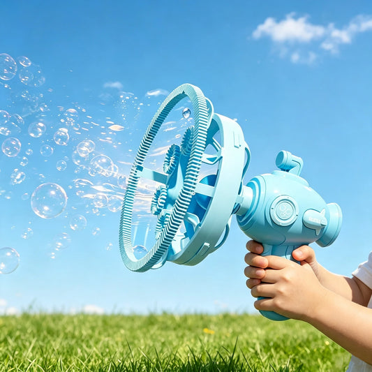 Tolife Kids Double Layer Bubble Gun Toy for Outdoor Parties