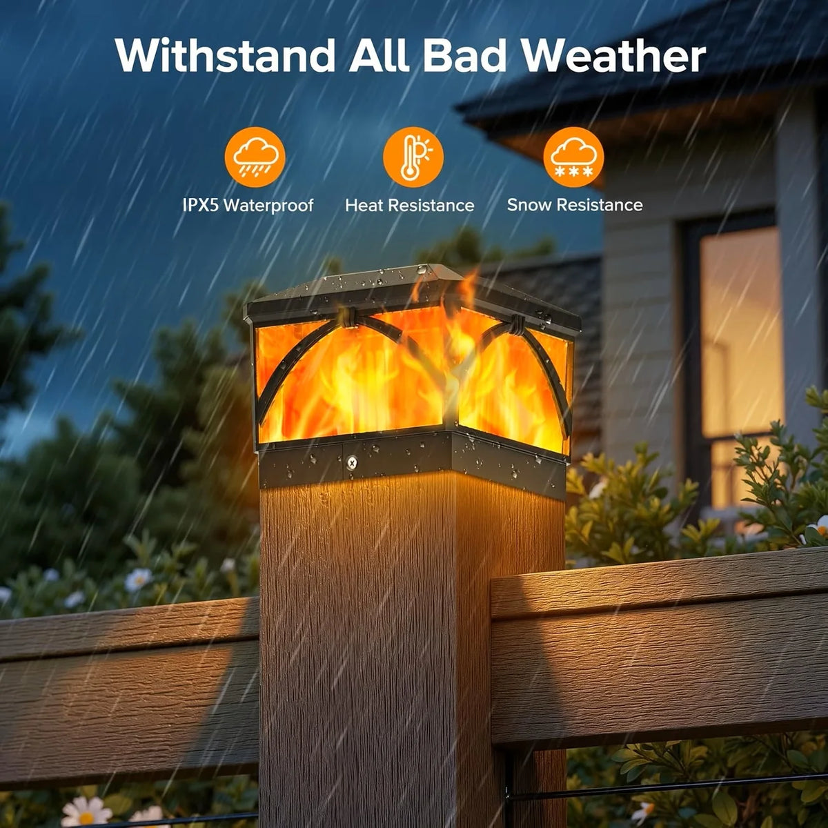 KPSTEK Waterproof Solar LED Fence Gate Pillar Light