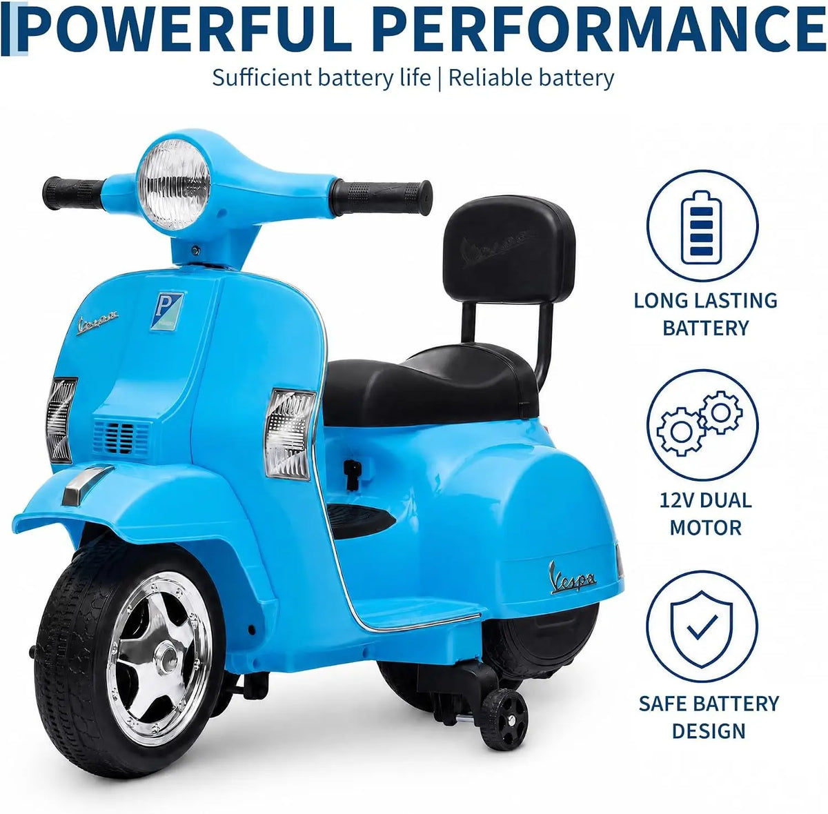 6V Kids Licensed Vespa PX150 Ride‑On Scooter, 25W Single Motor Electric Toy, 4.5AH Battery & Charger, No Remote, US Full‑Environment‑Friendly Standard, Multi‑Color Optional Children Outdoor Gift