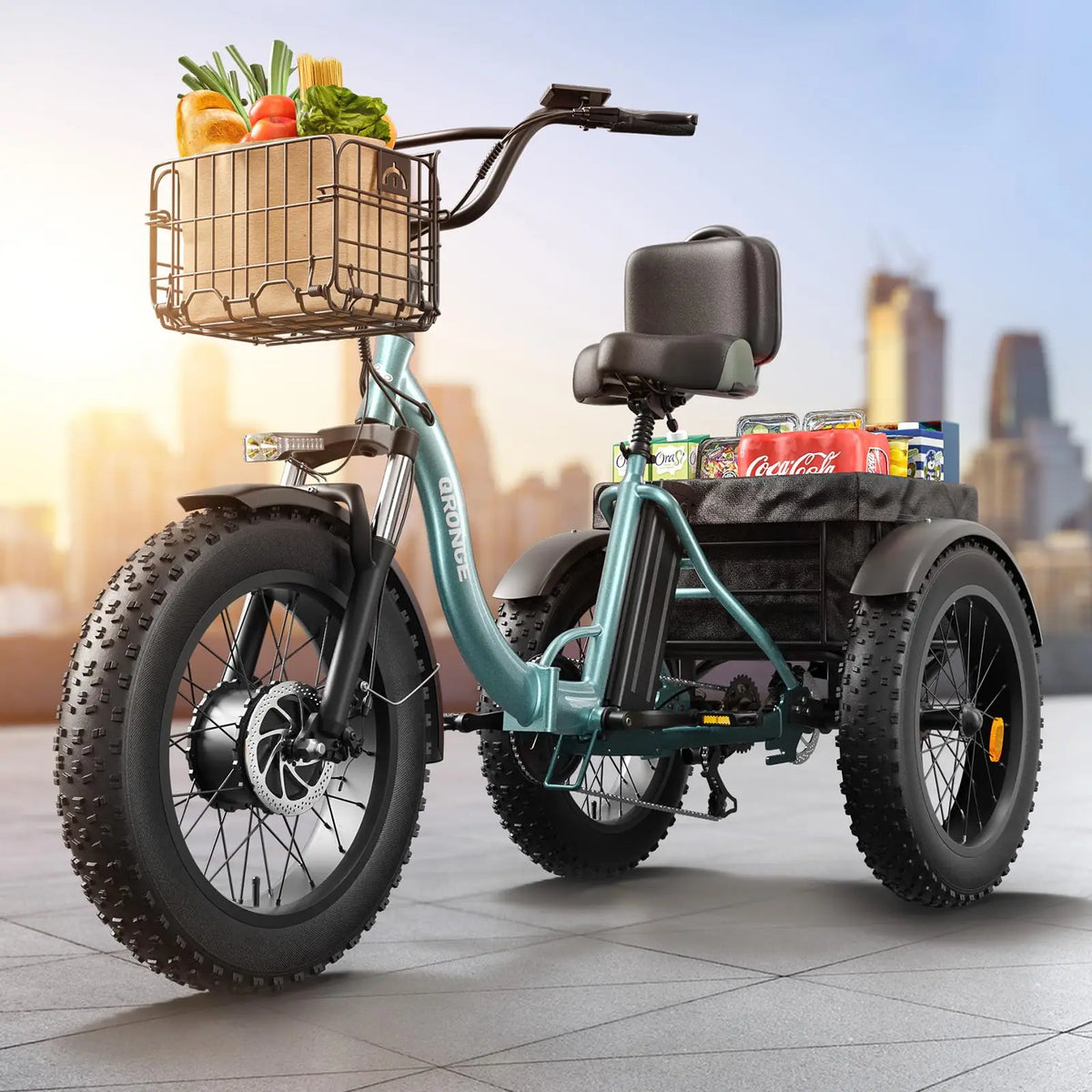QRONGE Folding Electric Tricycle 1200W 20AH Battery Fat Tire
