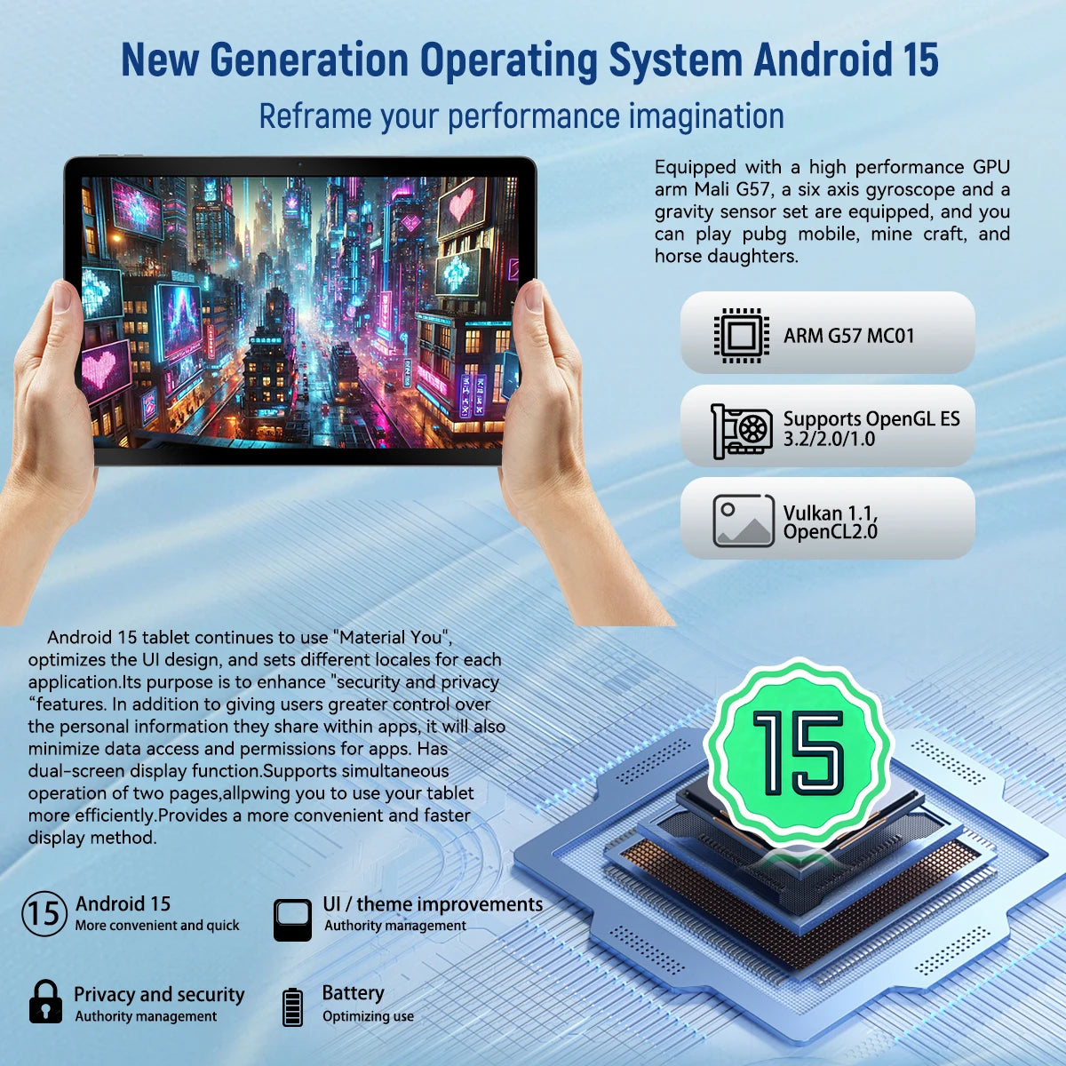 10.4 Inch Tablet PC C12 Octa‑Core A523 Android 15 20GB(3+17GB) RAM 64GB ROM Widevine L1 5000mAh Dual Camera OTG WiFi BT5.4 US Local Warehouse