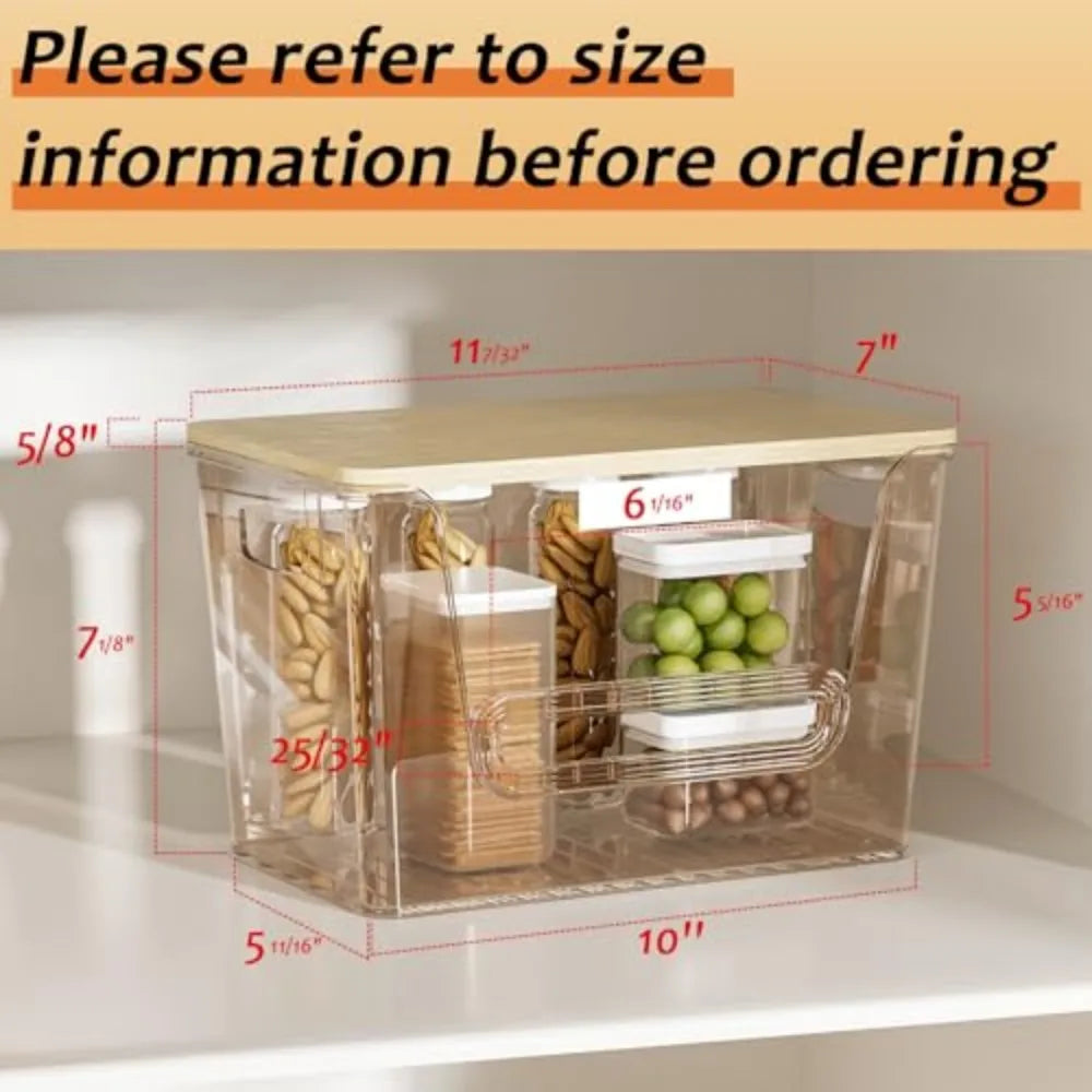 Pantry Organizer Set with Bamboo Lid and Trash Bag Dispenser