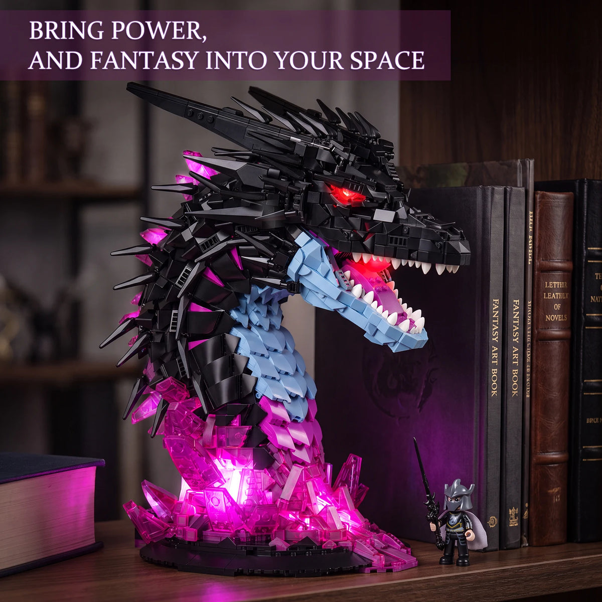 JMBricklayer Shadow Dragon Head Building Set With LED Lights