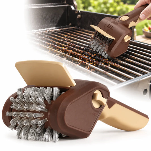 USB Rechargeable Electric BBQ Grill Brush With Automatic Rotating Bristles