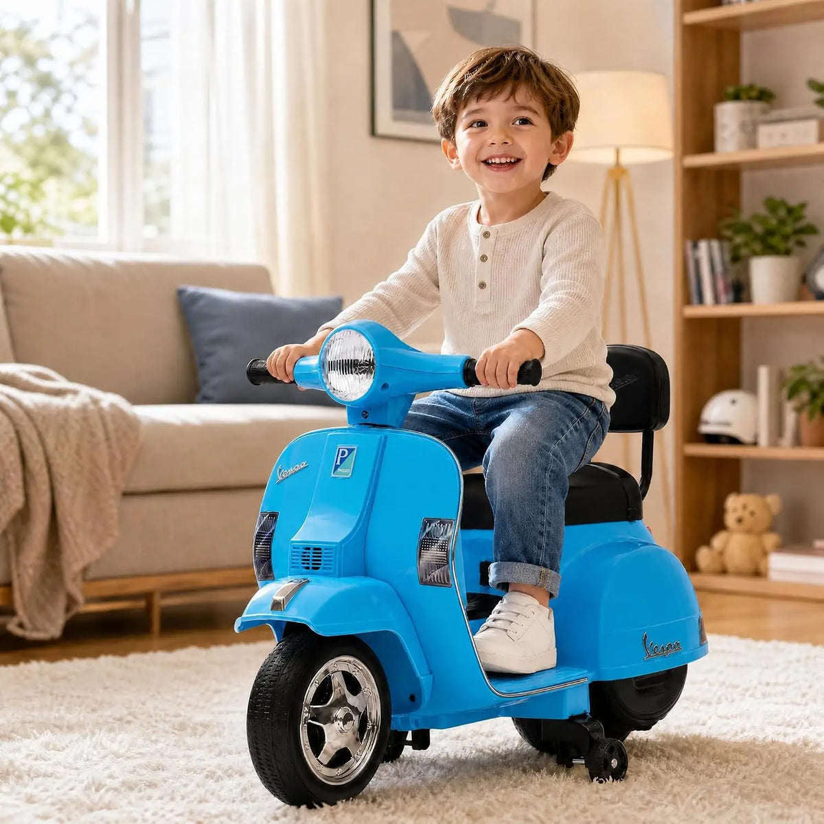 6V Kids Licensed Vespa PX150 Ride‑On Scooter, 25W Single Motor Electric Toy, 4.5AH Battery & Charger, No Remote, US Full‑Environment‑Friendly Standard, Multi‑Color Optional Children Outdoor Gift