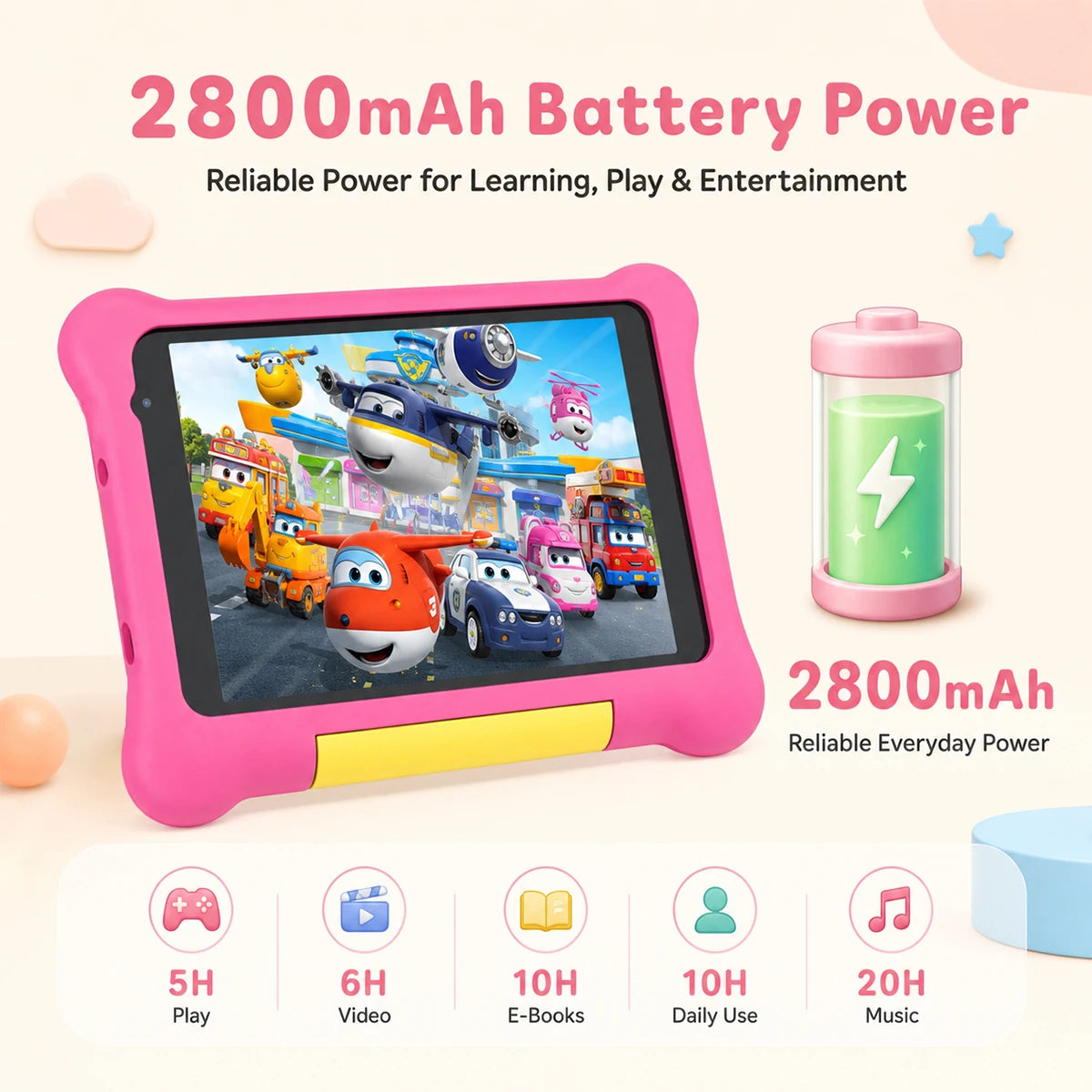 BUFO Kids Android Learning Tablet With Dual Cameras And Accessories