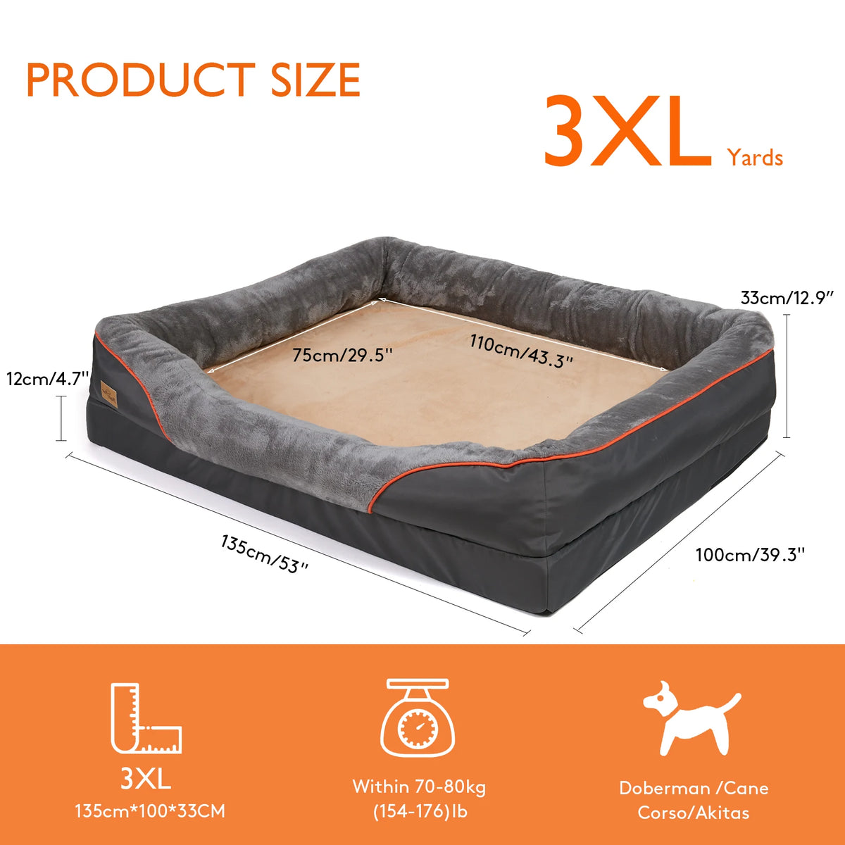 Bingopaw Waterproof Fleece Dog Bed With Removable Washable Cover