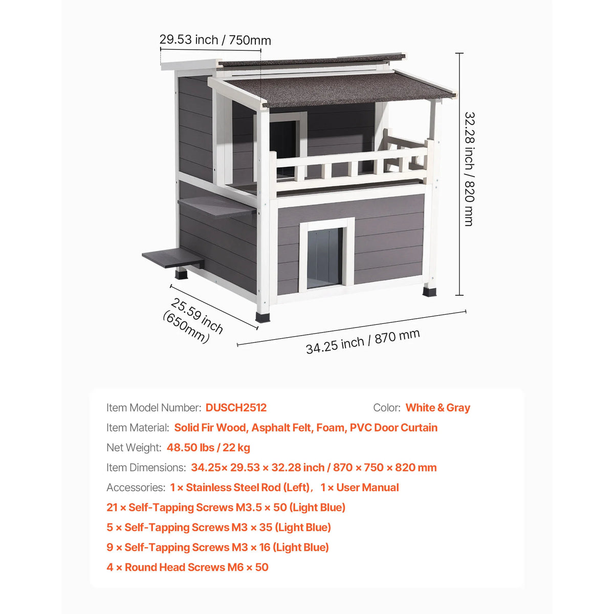 SucceBuy Heated Outdoor Wooden Cat House With Heating Pad