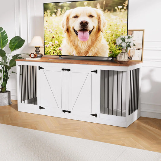 Modern Farmhouse Style Dog Crate TV Stand For Home