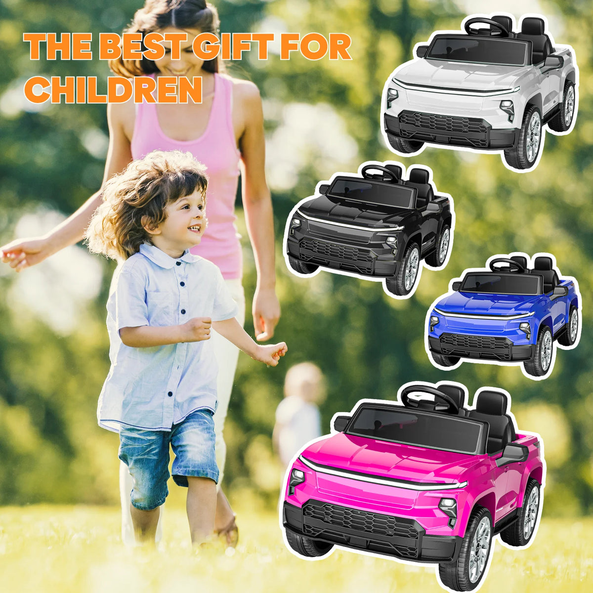 24V Ride On Toys, Licensed Chevrolet Silverado LT Trail Boss Ride-On Truck, 2-Seater Electric Car for Kids with Remote Control, Safety Belt, Truck Bed Storage, LED Lights & Music