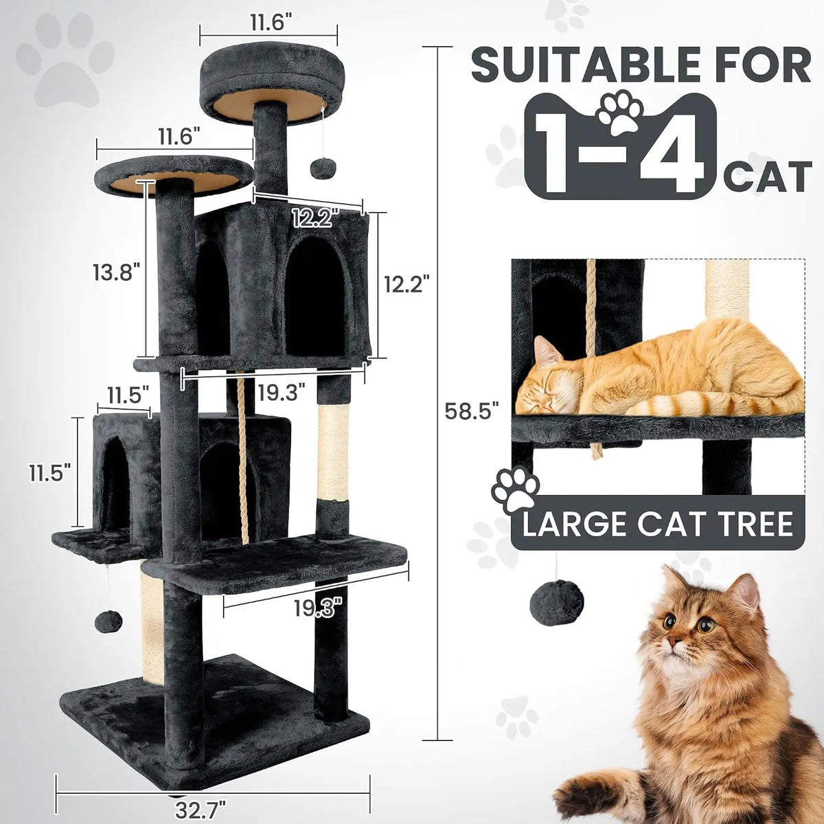 Multi Level Cat Tree Condo With Sisal Scratching Post And Cave