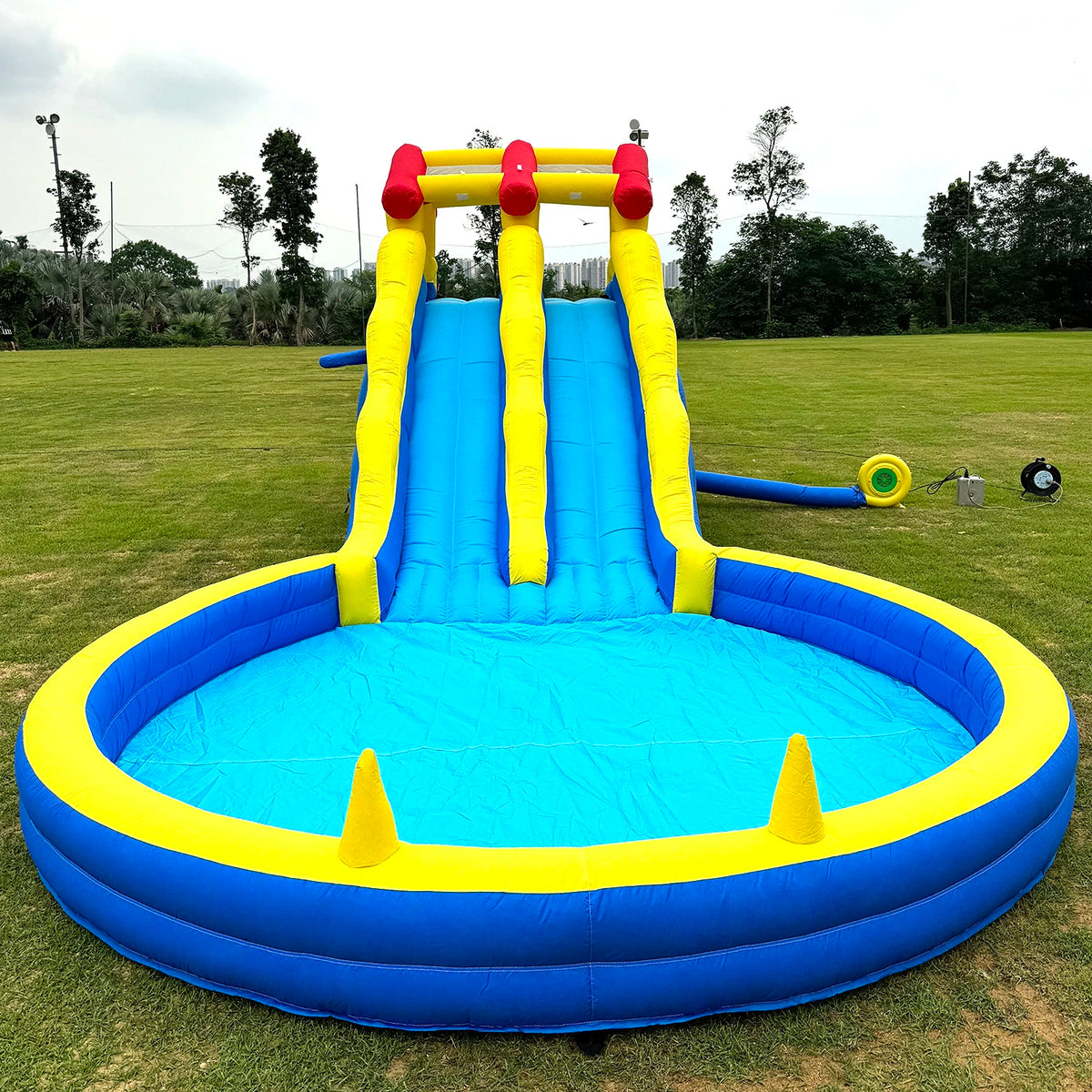 Giant Inflatable Double Water Slide with Splash Pool, 26.5x10.6x8.3ft, 2026 New Vibrant 2-Lane Bounce Slide for Adult Party, Family Gathering, Outdoor Backyard Summer Event