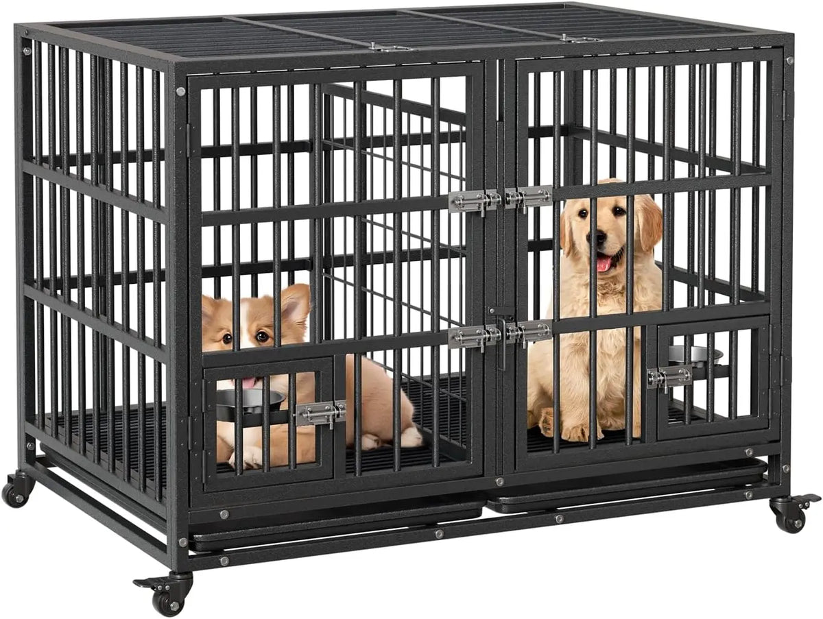 Garvee Heavy Duty Metal Dog Crate With Double Doors