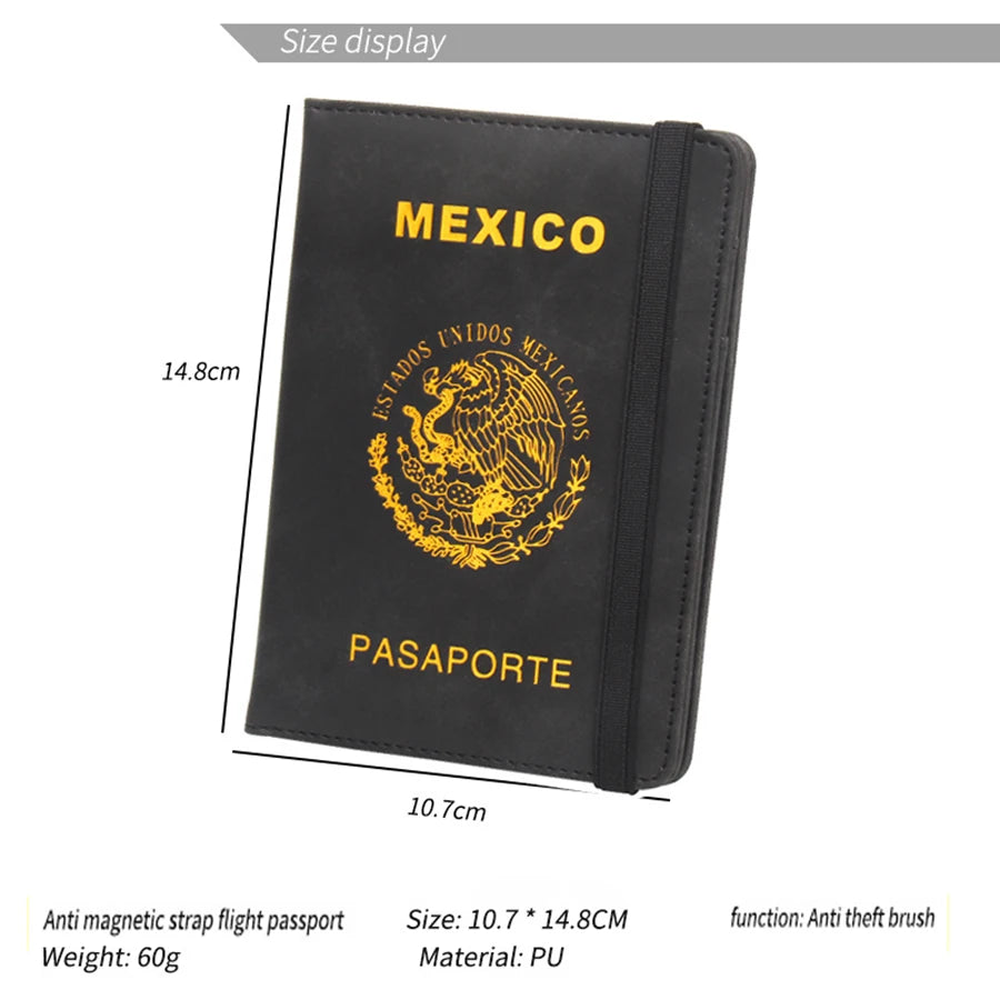 Mexican Passport Cover Synthetic Leather Travel Document And Card Holder