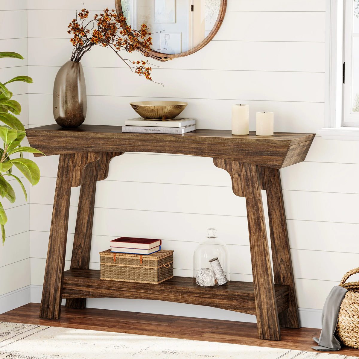 Tribesigns Wooden Entryway Console Table With Storage Shelf