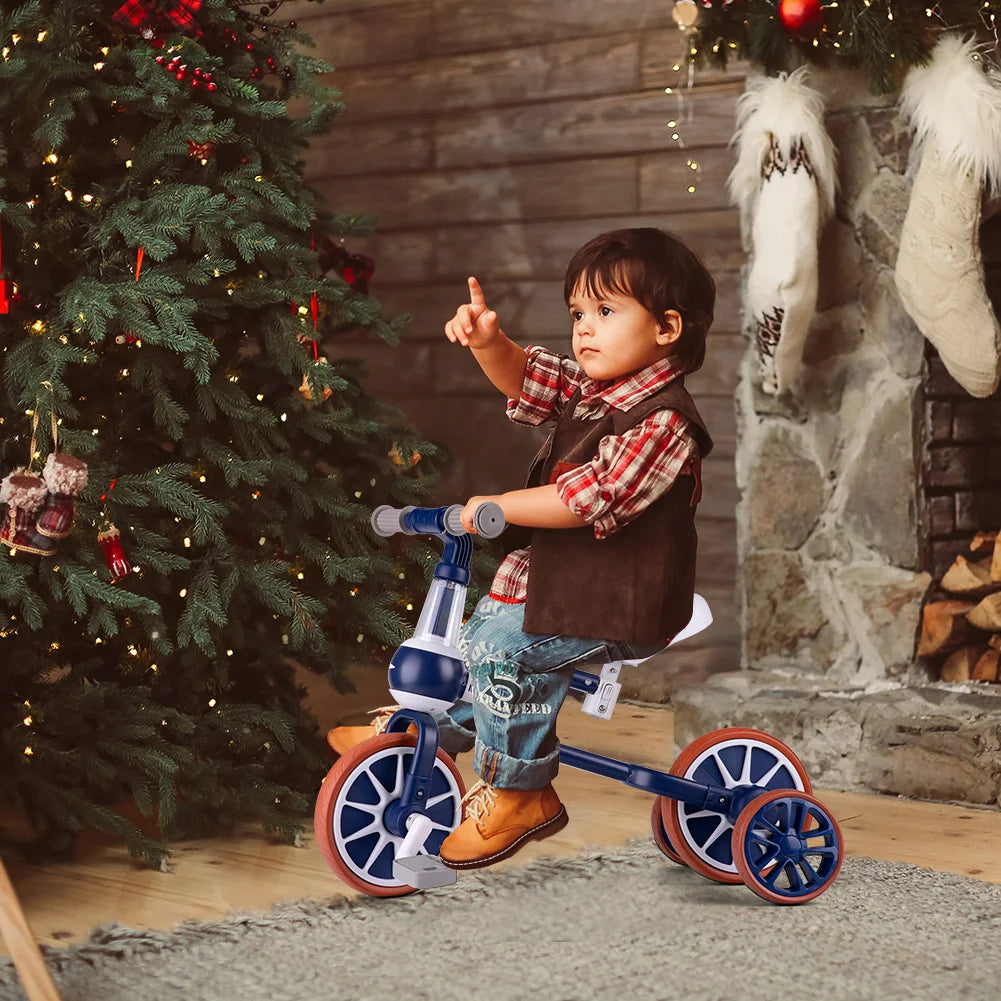 2 in 1 Convertible Toddler Tricycle, Kids Balance Bike with Pedals, Anti Rollover 3 Wheel Ride On Toy for 1-4 Year Old Boys Girls