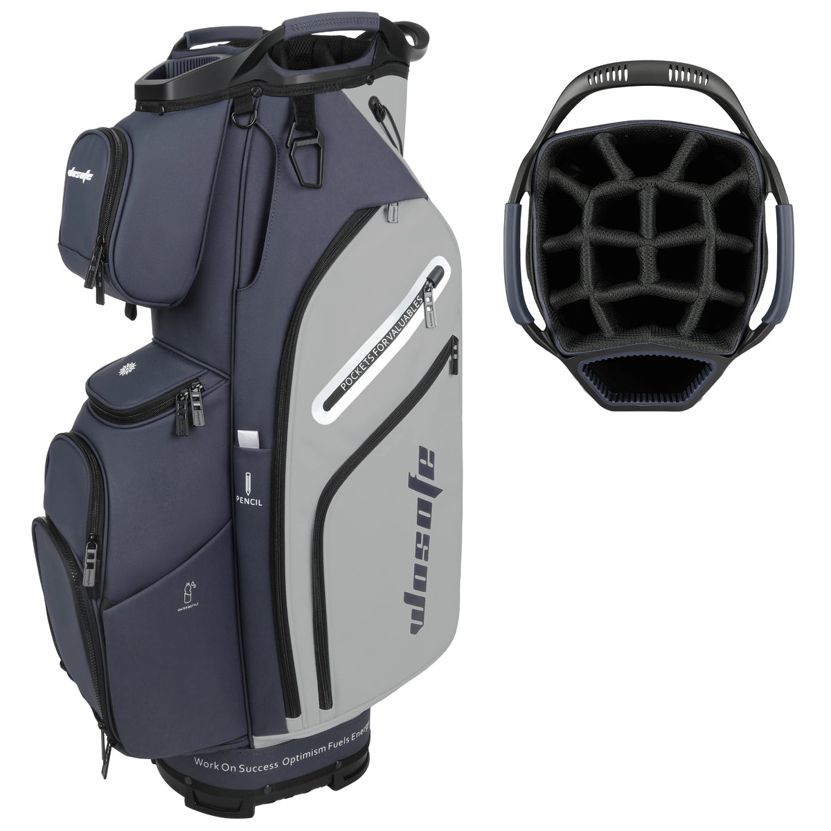 Lightweight PU Leather Golf Cart Bag With Multiple Pockets