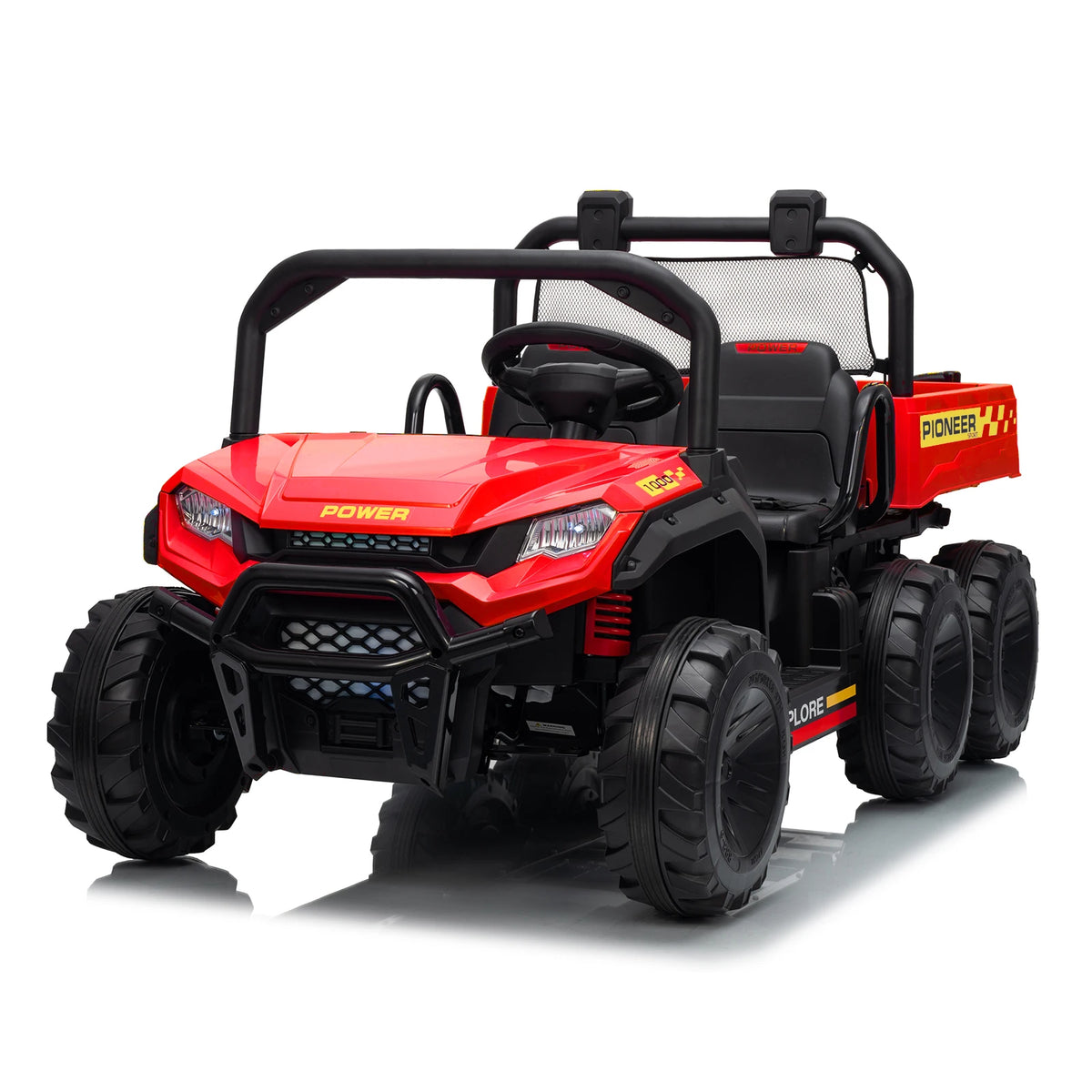 24V 4WD 2 Seater Kids Ride On Dump Truck with Remote Control, 3 Speed Adjustable, Functional Dump Bed & Built-in Music, Electric Ride On Vehicle Toy Gift for Boys Girls
