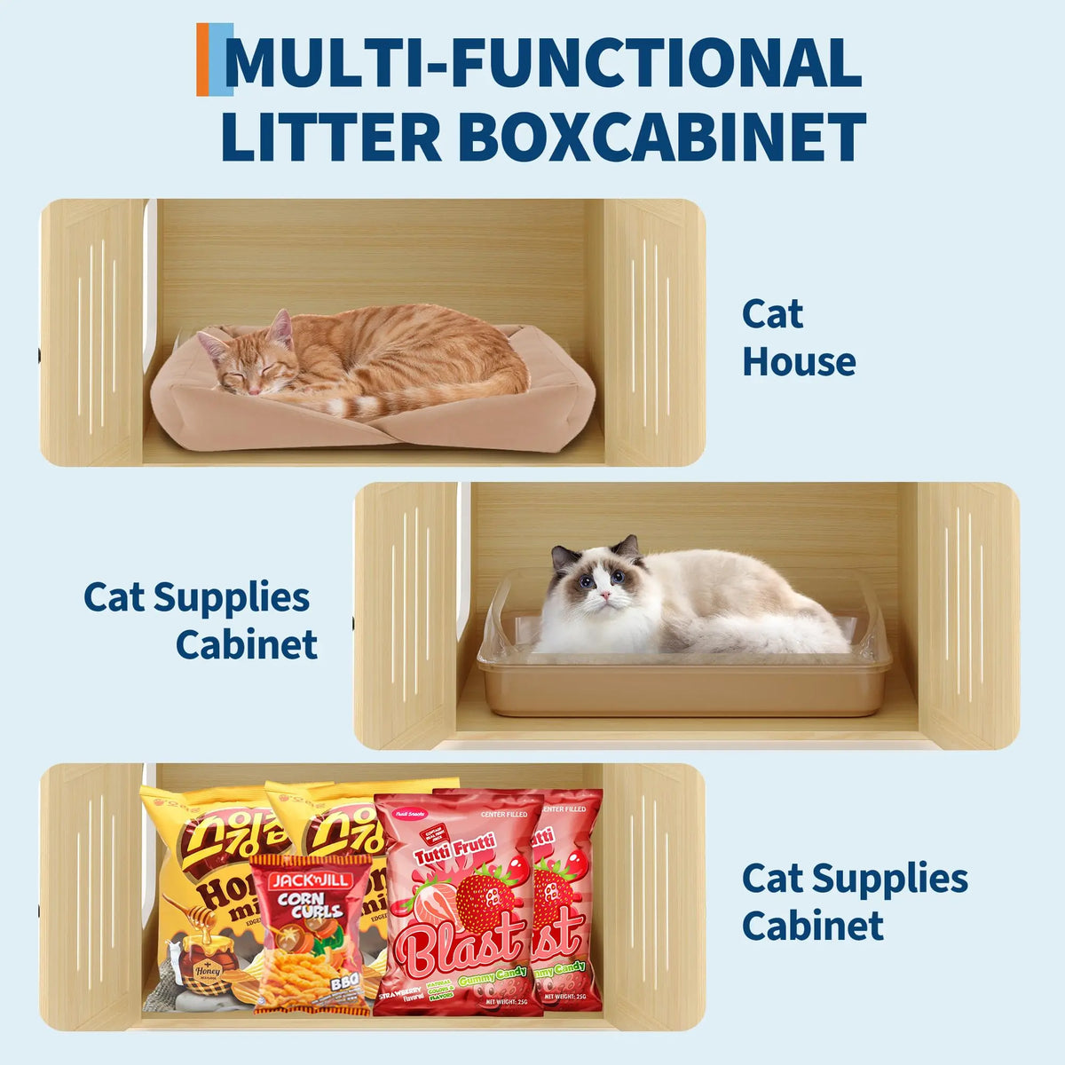 Hosslly Cat Tree With Hidden Litter Box And Hammock