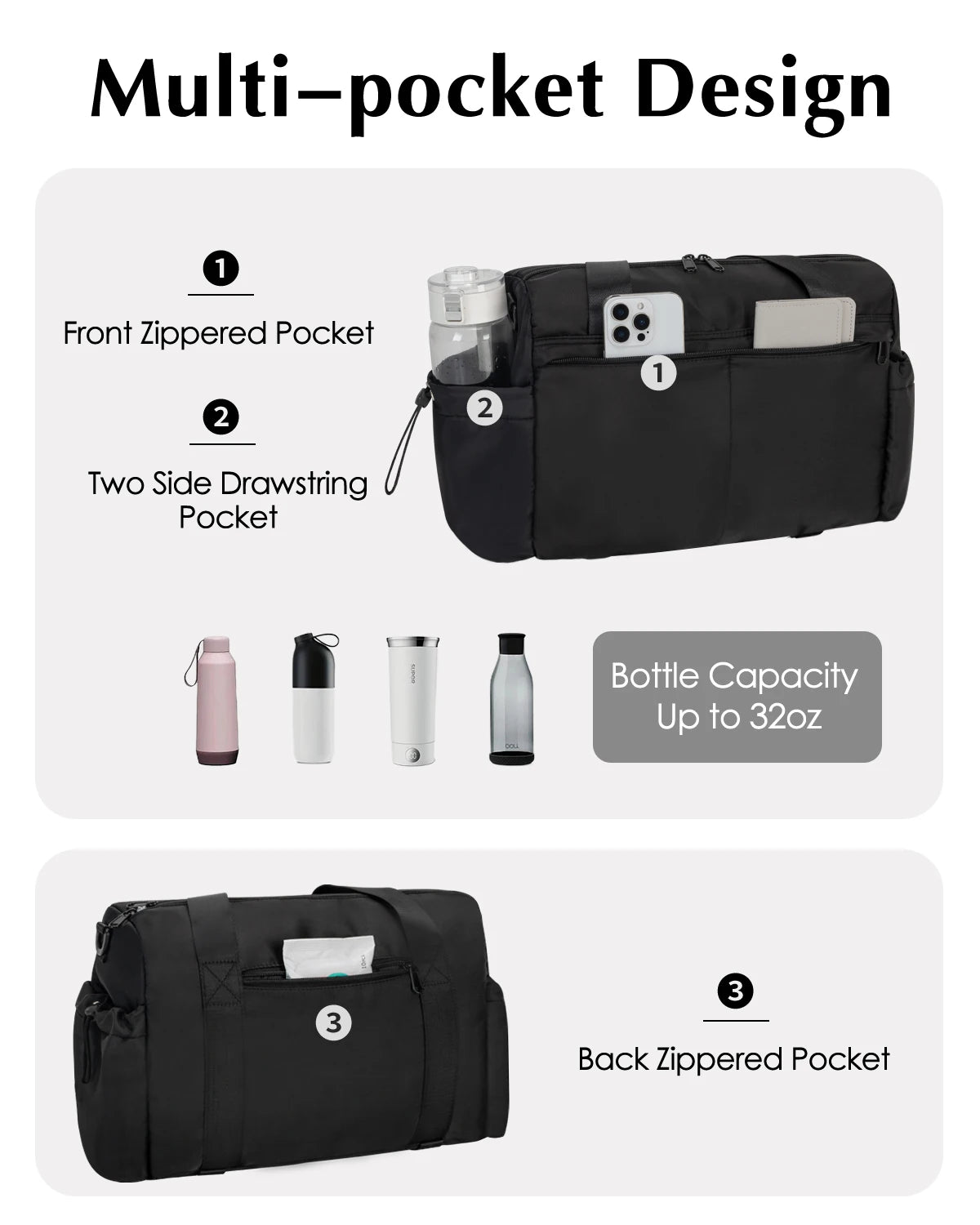 Lightweight Gym Duffle With Yoga Mat Holder And Wet Pocket