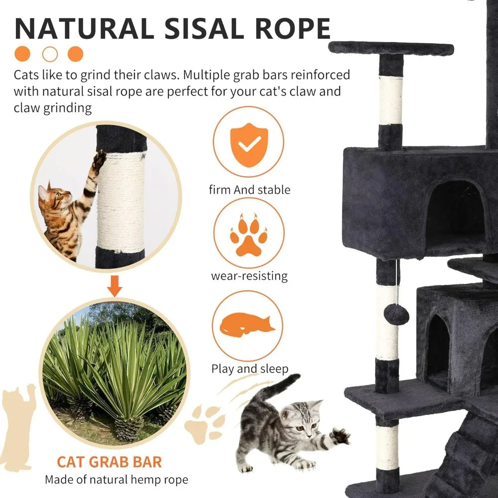 BestPet Multi Level Cat Tree Tower Featuring Sisal Scratching Posts