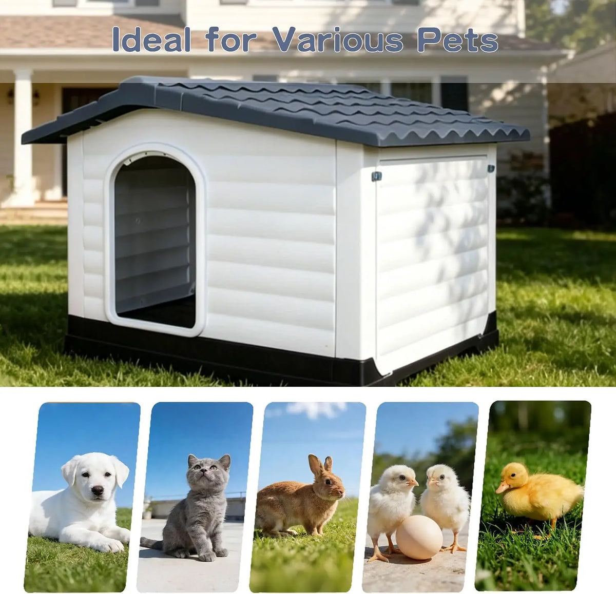 TwisterCK Waterproof Double Door Elevated Dog House With Foldout Porch