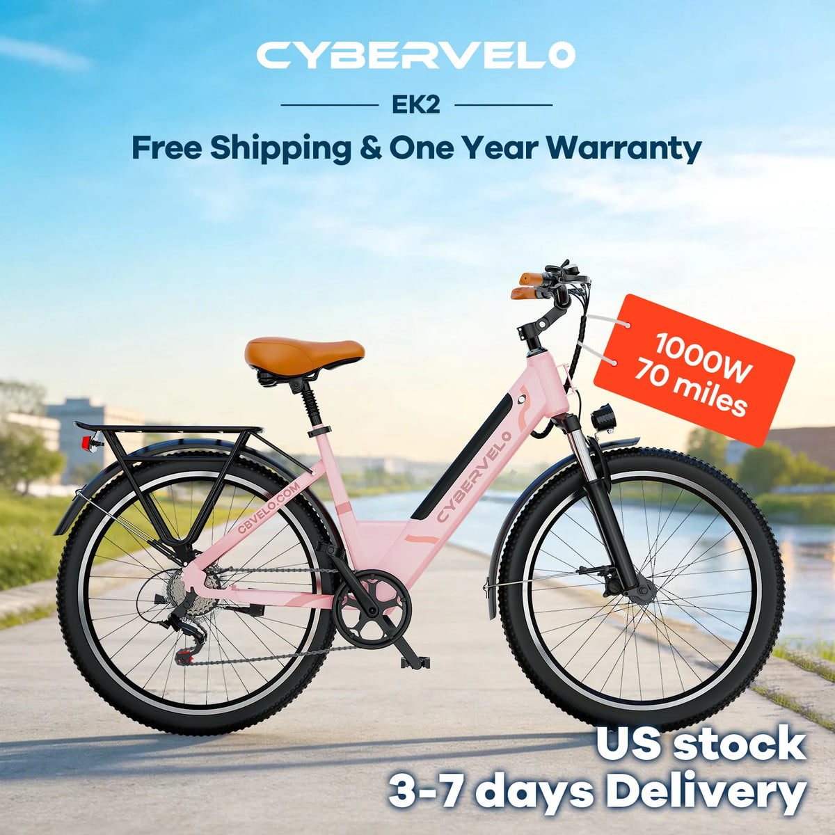 Cybervelo 1000W Peak Electric Bike With Removable Battery
