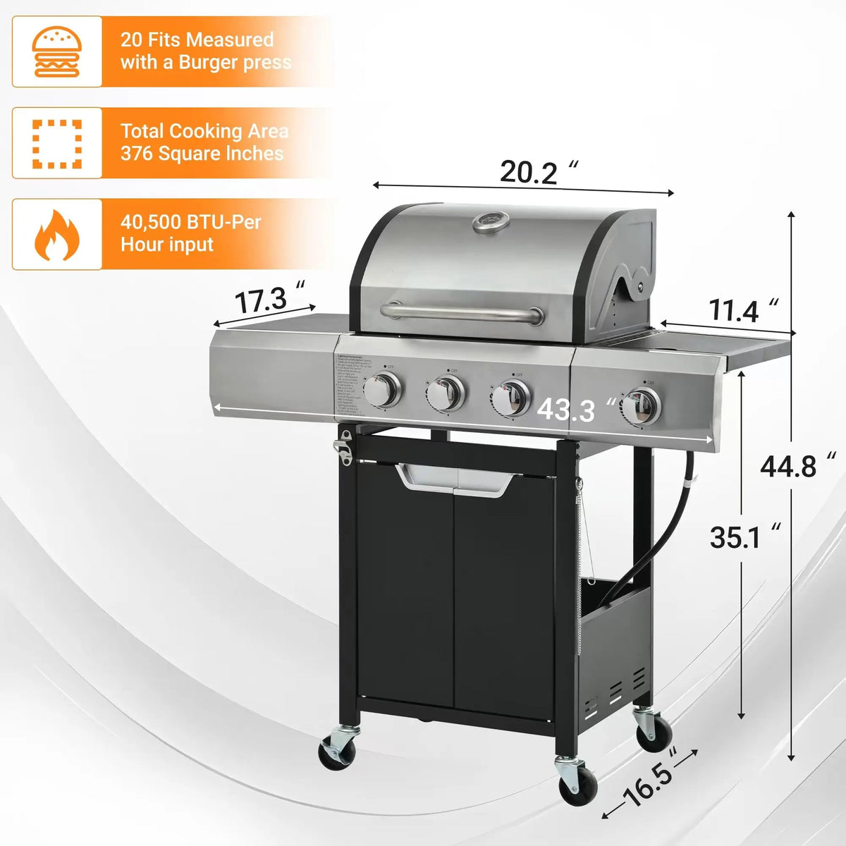 Propane Gas Grill Sear And Side Burner Stainless Steel
