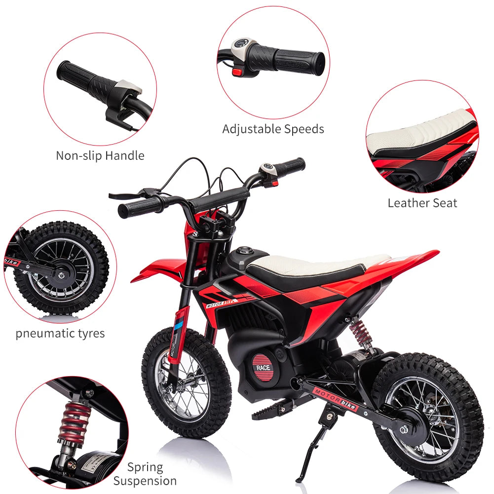 24V 7Ah Kids Ride on Motorcycle,13.6MPH Fast Speed Electric Battery-Powered Off-Road Motocross with 250W Strong Motor,Disc Brake