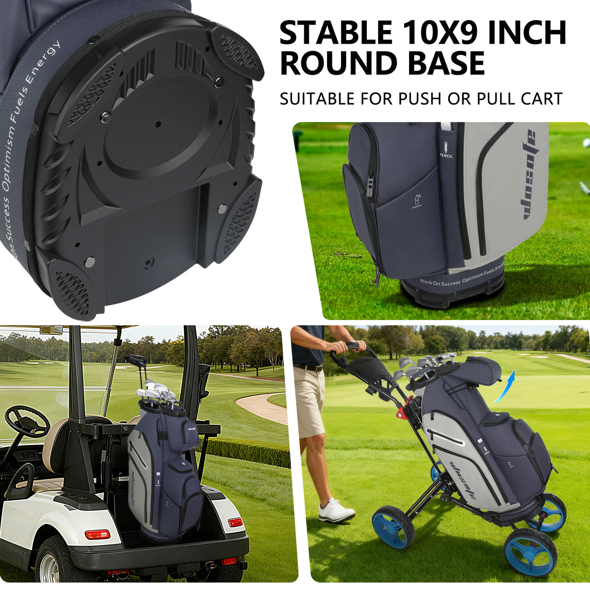 Lightweight PU Leather Golf Cart Bag With Multiple Pockets