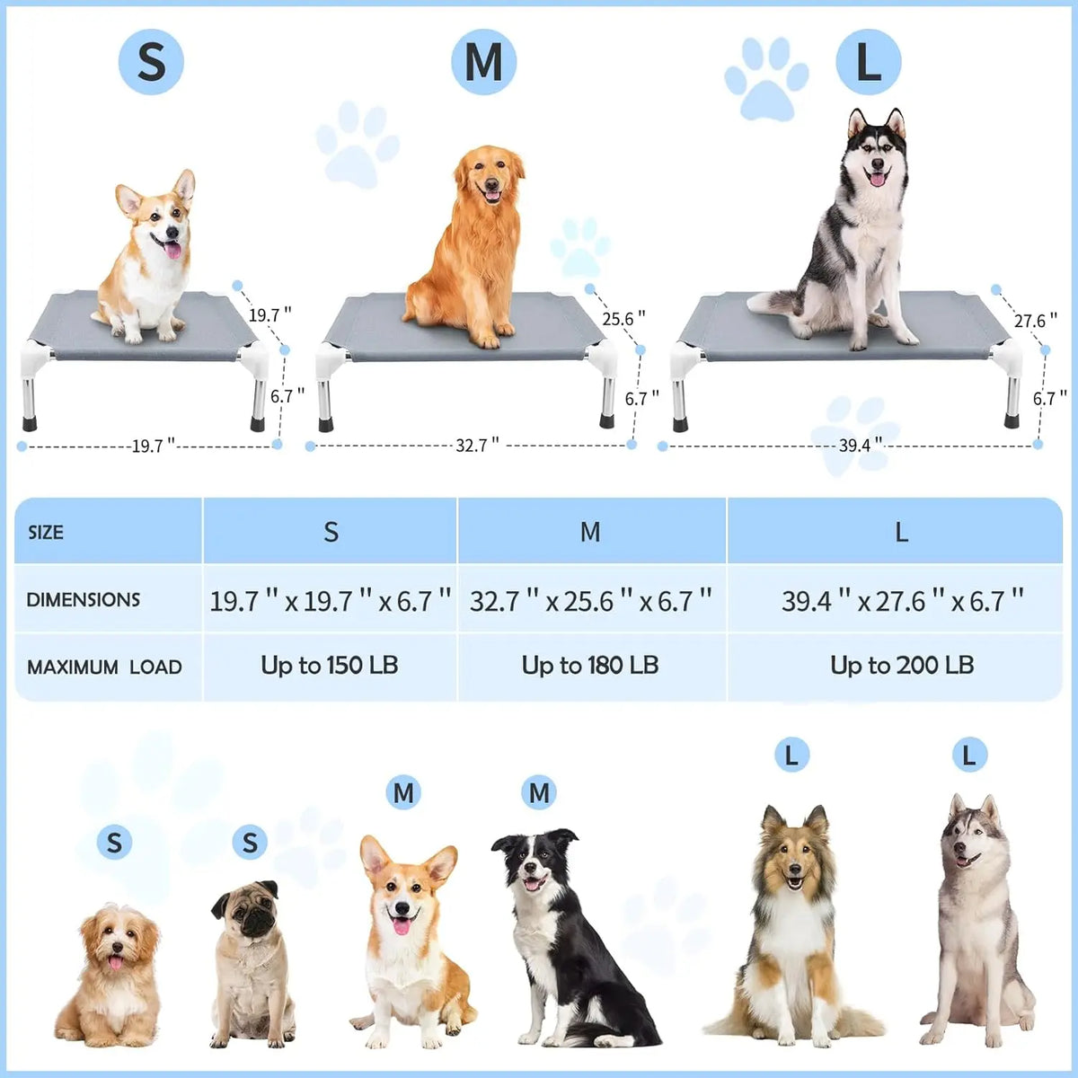 Breathable Elevated Cooling Pet Cot With Anti Slip Frame