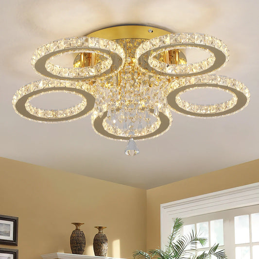 Vetrulus Modern Crystal Stainless Steel Ceiling Chandelier LED