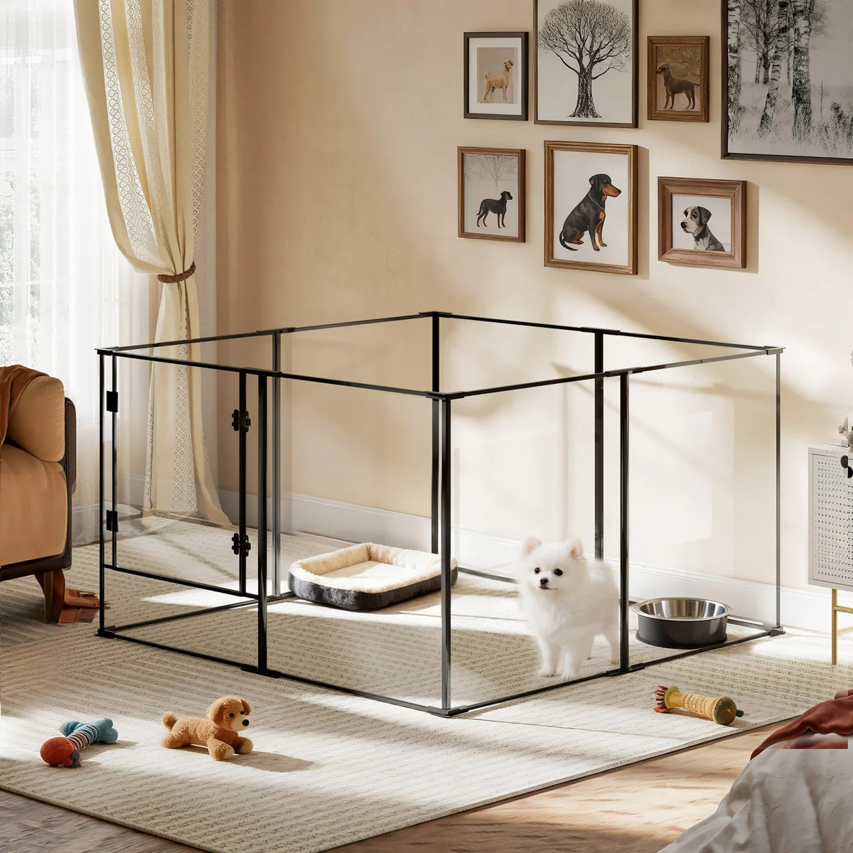 BINGOPAW Clear Acrylic Dog Playpen For Small Animal Pets