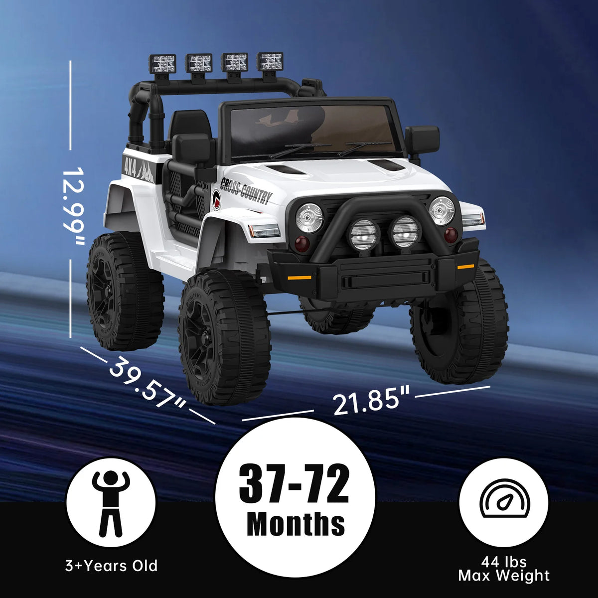 12V 2-Seater Kids Ride On Truck – Off-Road Battery Powered Car with Dual Parental Remote Modes, LED Lights, MP3/AUX/USB, Heavy-Duty Spring Suspension, Safety Belt – For Ages 3-8