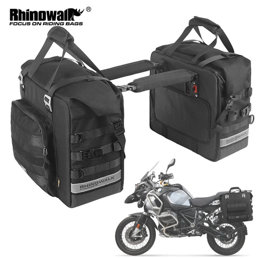 Rhinowalk Waterproof Motorcycle Saddle Bag Expandable Side Pannier Storage