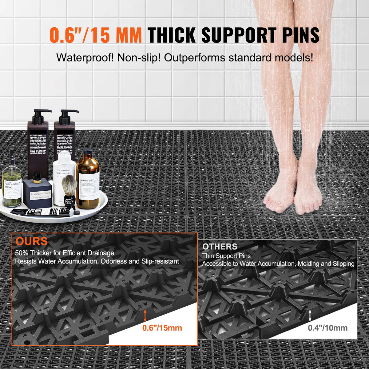 SucceBuy Interlocking Drainage Floor Tiles Non Slip Bathroom
