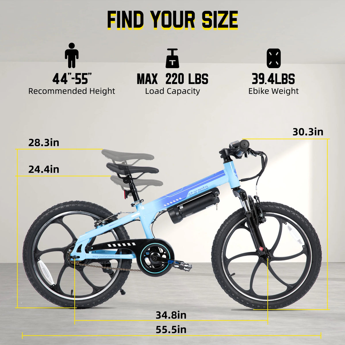 JOYSTAR 20 Inch Electric Bike for Kids & Teens Ages 7+ 250W Brushless Motor 15 Miles 15.5MPH Electric Mountain Bicycle Removable Battery Dual V-Brakes