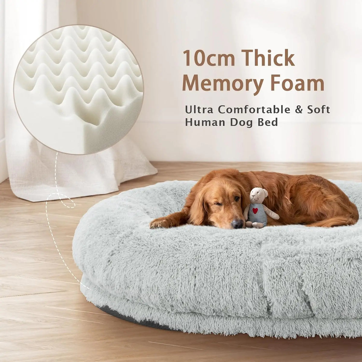 Premium Oversized Washable Cotton Pet And Human Round Bed